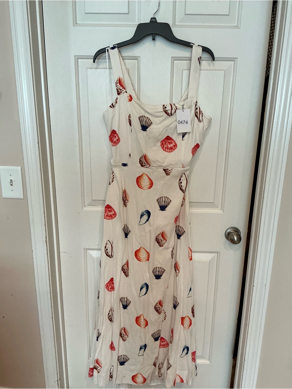Sugarlips Cream Maxi Dress with Red & Navy Shell Print